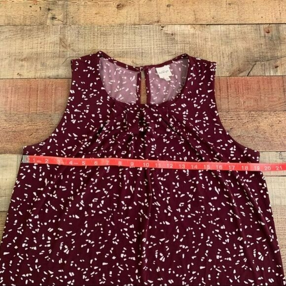 Kaileigh womens maroon with white dots sleeveless tank top blouse - L - Picture 2 of 7